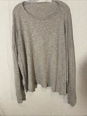 American Eagle Outfitters Waffle Knit Crewneck- Gray Oversized Women’s Large